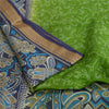 Sanskriti Vintage Sarees Green/Blue 100% Pure Silk Printed Sari 5yd Craft Sustainable Fabric