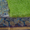 Sanskriti Vintage Sarees Green/Blue 100% Pure Silk Printed Sari 5yd Craft Sustainable Fabric