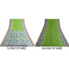 Sanskriti Vintage Sarees Green/Blue 100% Pure Silk Printed Sari 5yd Craft Sustainable Fabric