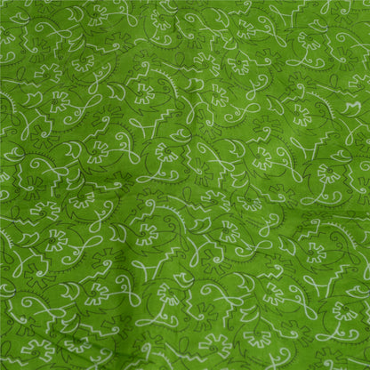 Sanskriti Vintage Sarees Green/Blue 100% Pure Silk Printed Sari 5yd Craft Sustainable Fabric
