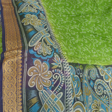 Load image into Gallery viewer, Sanskriti Vintage Sarees Green/Blue 100% Pure Silk Printed Sari 5yd Craft Fabric
