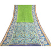 Sanskriti Vintage Sarees Green/Blue 100% Pure Silk Printed Sari 5yd Craft Sustainable Fabric