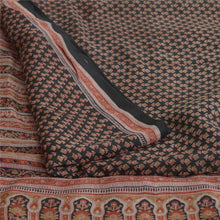 Load image into Gallery viewer, Sanskriti Vintage Sarees Indian Black 100% Pure Silk Print Sari 5yd Craft Fabric
