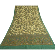 Load image into Gallery viewer, Sanskriti Vintage Sarees Green/Cream 100% Pure Silk Print Sari 5yd Craft Fabric
