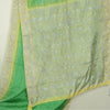Sanskriti Vintage Sarees Green/Ivory 100% Pure Silk Printed Sari Craft Sustainable Fabric