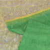 Sanskriti Vintage Sarees Green/Ivory 100% Pure Silk Printed Sari Craft Sustainable Fabric