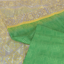Load image into Gallery viewer, Sanskriti Vintage Sarees Green/Ivory 100% Pure Silk Printed Sari Craft Fabric
