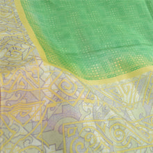 Load image into Gallery viewer, Sanskriti Vintage Sarees Green/Ivory 100% Pure Silk Printed Sari Craft Fabric
