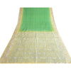 Sanskriti Vintage Sarees Green/Ivory 100% Pure Silk Printed Sari Craft Sustainable Fabric