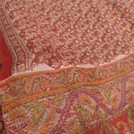 Sanskriti Vintage Sarees Indian Red 100% Pure Silk Printed Sari 5yd Craft Fabric