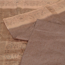 Load image into Gallery viewer, Sanskriti Vintage Sarees Brown/Peach 100% Pure Silk Printed Sari Craft Fabric
