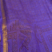 Load image into Gallery viewer, Sanskriti Vintage Sarees Purple Zari Border Pure Silk Printed Sari Craft Fabric
