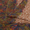 Sanskriti Vintage Sarees Light-Brown Pure Silk Printed Sari Floral Craft Sustainable Fabric
