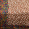 Sanskriti Vintage Sarees Light-Brown Pure Silk Printed Sari Floral Craft Sustainable Fabric
