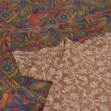 Load image into Gallery viewer, Sanskriti Vintage Sarees Light-Brown Pure Silk Printed Sari Floral Craft Fabric

