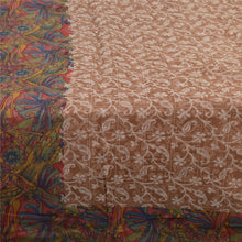 Load image into Gallery viewer, Sanskriti Vintage Sarees Light-Brown Pure Silk Printed Sari Floral Craft Fabric
