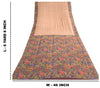 Sanskriti Vintage Sarees Light-Brown Pure Silk Printed Sari Floral Craft Sustainable Fabric