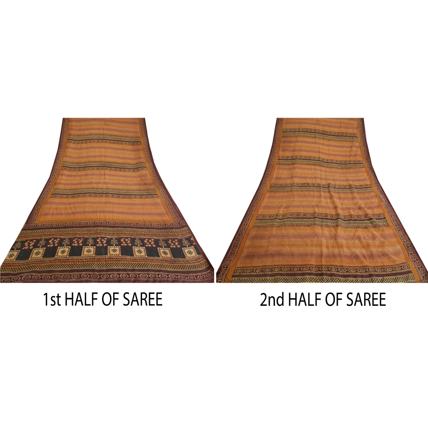 Sanskriti Vintage Sarees Indian Multi Pure Silk Printed Sari 5yd Craft Sustainable Fabric