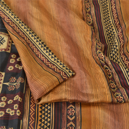 Sanskriti Vintage Sarees Indian Multi Pure Silk Printed Sari 5yd Craft Sustainable Fabric