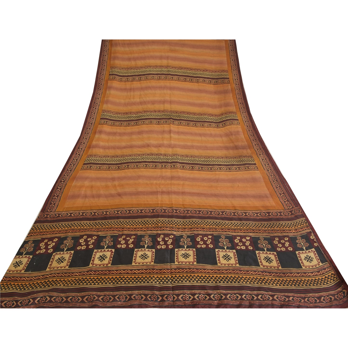 Sanskriti Vintage Sarees Indian Multi Pure Silk Printed Sari 5yd Craft Sustainable Fabric