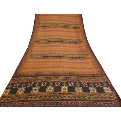 Sanskriti Vintage Sarees Indian Multi Pure Silk Printed Sari 5yd Craft Sustainable Fabric
