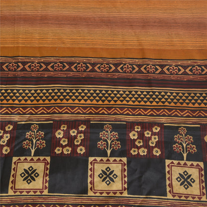 Sanskriti Vintage Sarees Indian Multi Pure Silk Printed Sari 5yd Craft Sustainable Fabric