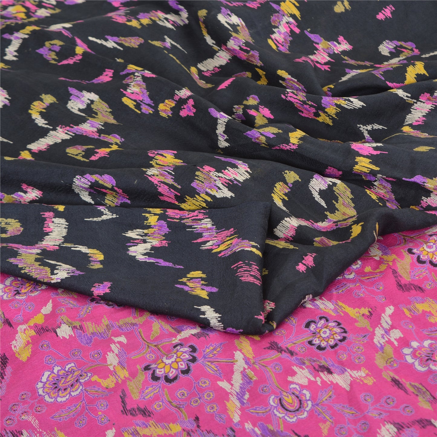 Sanskriti Vintage Sarees Pure Silk 5yd Quilting Felting Craft Sustainable Fabric Print Sari