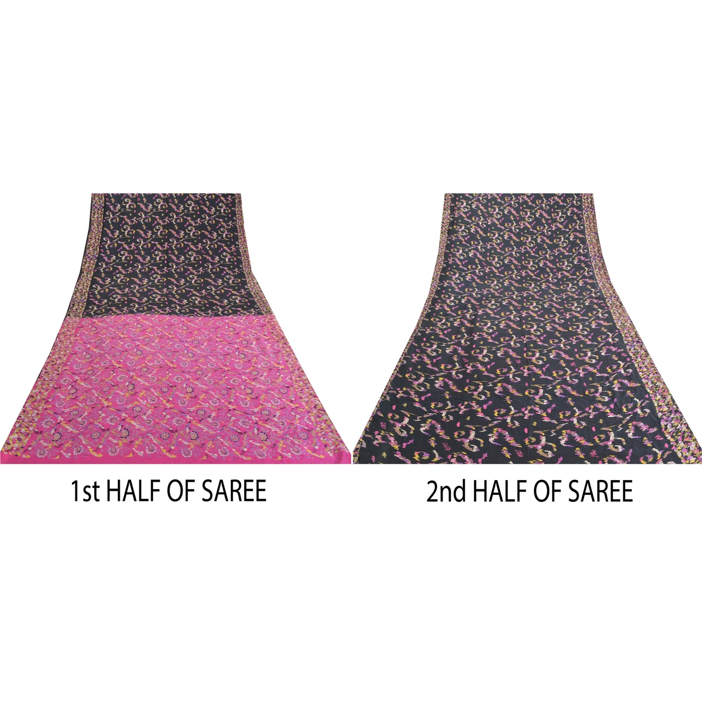 Sanskriti Vintage Sarees Pure Silk 5yd Quilting Felting Craft Sustainable Fabric Print Sari