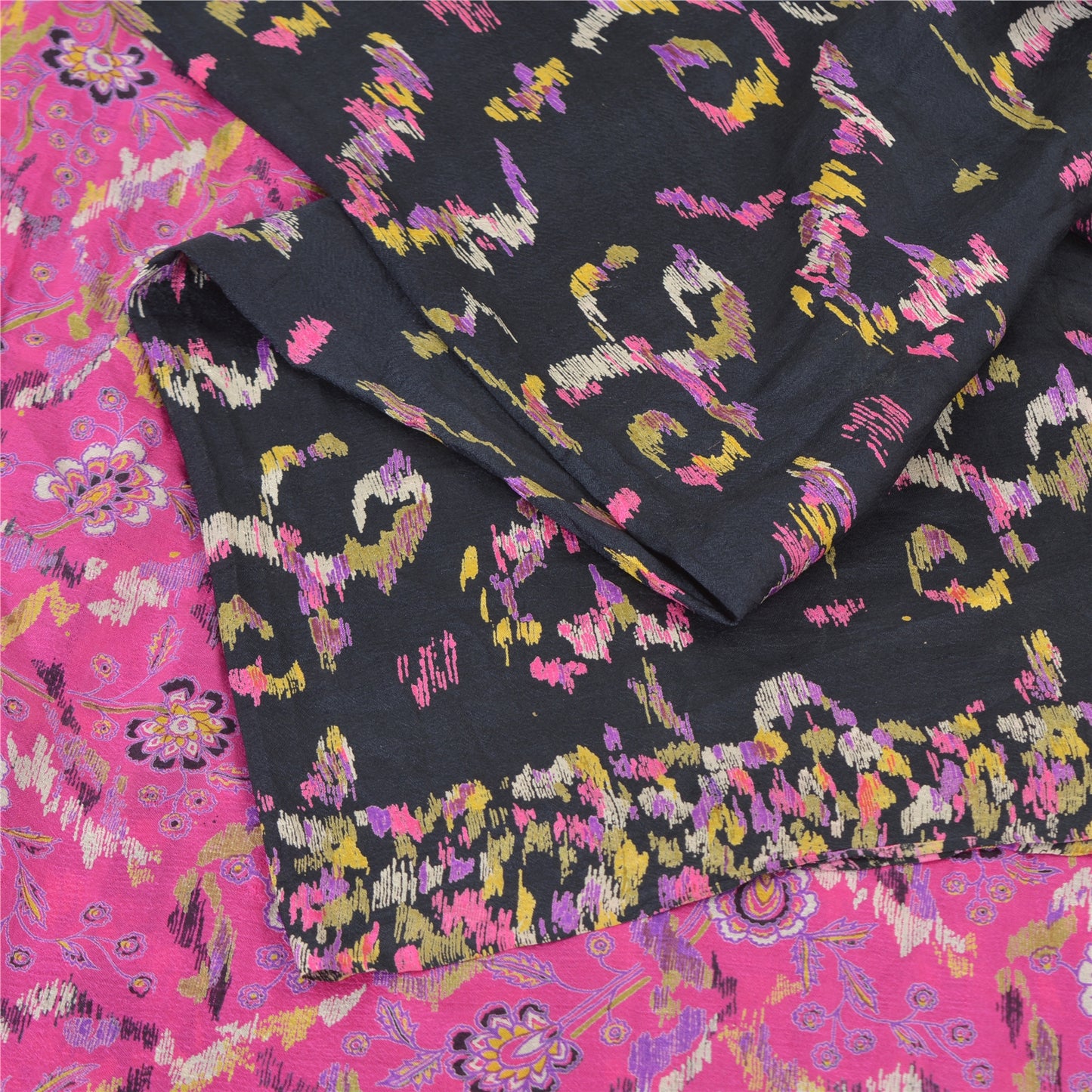 Sanskriti Vintage Sarees Pure Silk 5yd Quilting Felting Craft Sustainable Fabric Print Sari