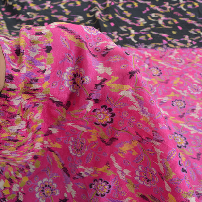 Sanskriti Vintage Sarees Pure Silk 5yd Quilting Felting Craft Sustainable Fabric Print Sari