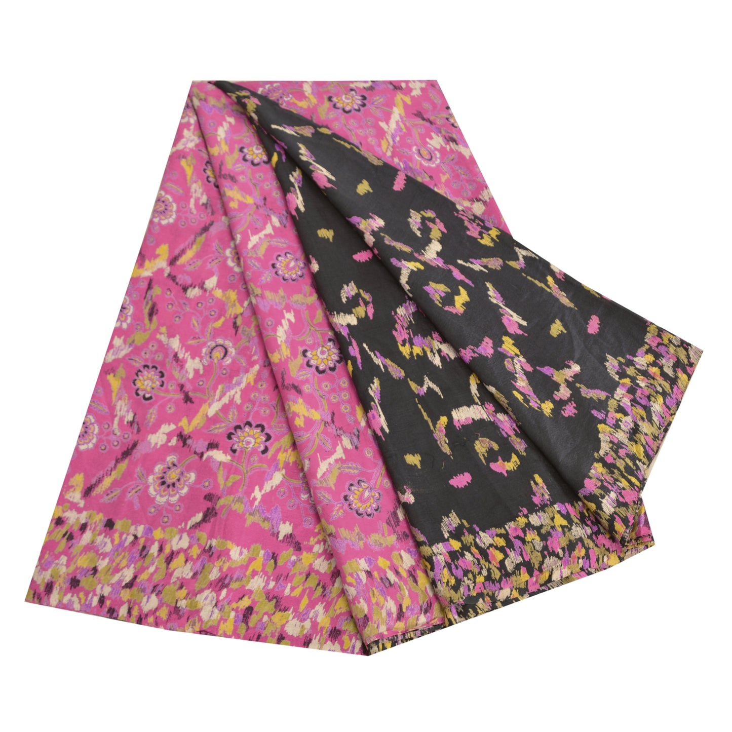 Sanskriti Vintage Sarees Pure Silk 5yd Quilting Felting Craft Sustainable Fabric Print Sari