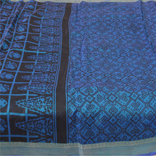 Load image into Gallery viewer, Sanskriti Vintage Sarees Blue Patan Patola Printed Pure Silk Sari Craft Fabric
