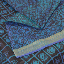 Load image into Gallery viewer, Sanskriti Vintage Sarees Blue Patan Patola Printed Pure Silk Sari Craft Fabric
