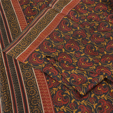 Load image into Gallery viewer, Sanskriti Vintage Sarees Black/Red Block Printed Pure Silk Sari 5yd Craft Fabric
