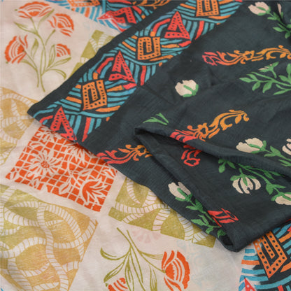 Sanskriti Vintage Sarees Indian Multi 100% Pure Silk Printed Sari Craft Sustainable Fabric