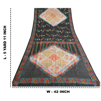 Sanskriti Vintage Sarees Indian Multi 100% Pure Silk Printed Sari Craft Sustainable Fabric
