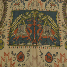 Load image into Gallery viewer, Sanskriti Vintage Sarees Indian Grayish Blue Pure Silk Printed Sari Craft Fabric
