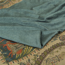 Load image into Gallery viewer, Sanskriti Vintage Sarees Indian Grayish Blue Pure Silk Printed Sari Craft Fabric

