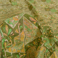 Sanskriti Vintage Sarees From India Green Pure Silk Print Sari 5yd Craft Fabric