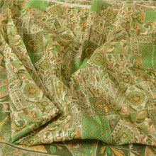 Load image into Gallery viewer, Sanskriti Vintage Sarees From India Green Pure Silk Print Sari 5yd Craft Fabric
