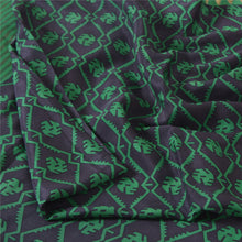 Load image into Gallery viewer, Sanskriti Vintage Sarees Purple/Green Woven Print Pure Silk Sari Craft Fabric
