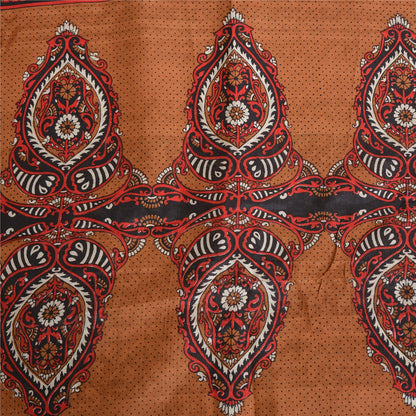 Sanskriti Vintage Sarees Indian Cream Pure Silk Printed Sari 6yd Craft Sustainable Fabric