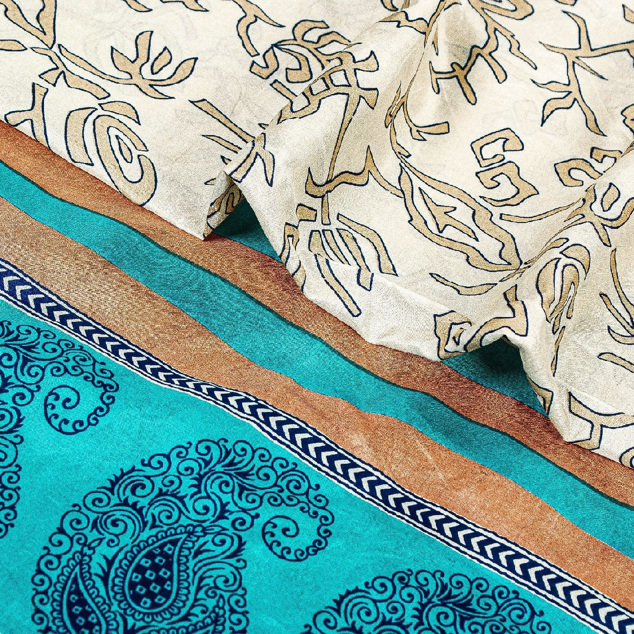 Санскритские винтажные сари индийское слоновая кость 100% чистый шелк напечатанное сари ремесло устойчивая ткань