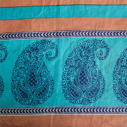 Санскритские винтажные сари индийское слоновая кость 100% чистый шелк напечатанное сари ремесло устойчивая ткань