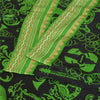 Sanskriti Vintage Sarees Black/Green Pure Silk MusicInstrument Print Sari Sustainable Fabric