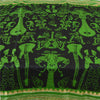 Sanskriti Vintage Sarees Black/Green Pure Silk MusicInstrument Print Sari Sustainable Fabric