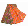 Sanskriti Vintage Sarees From India Orange Pure Silk Printed Sari Craft Sustainable Fabric
