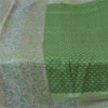 Sanskriti Vintage Sarees Indian Green Pure Silk Printed Sari 5yd Craft Sustainable Fabric