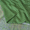 Sanskriti Vintage Sarees Indian Green Pure Silk Printed Sari 5yd Craft Sustainable Fabric