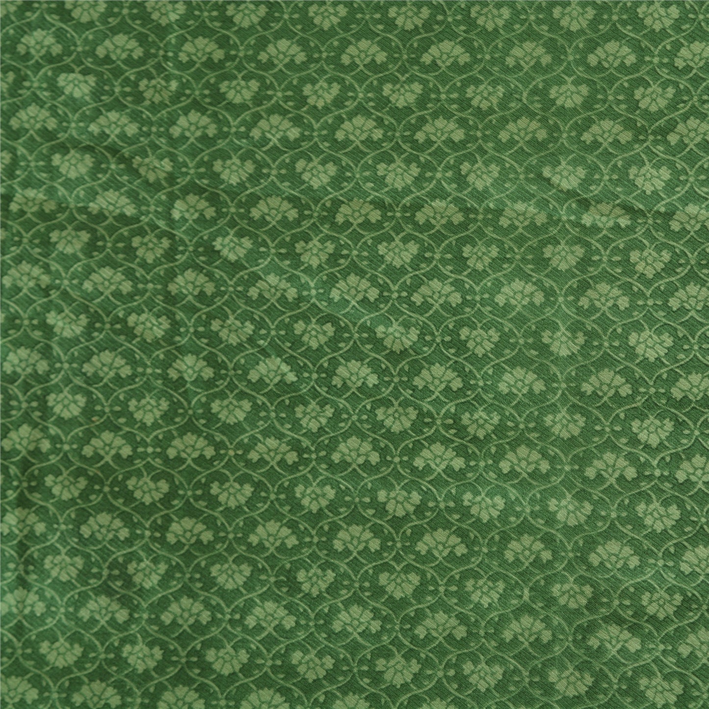 Sanskriti Vintage Sarees Indian Green Pure Silk Printed Sari 5yd Craft Sustainable Fabric